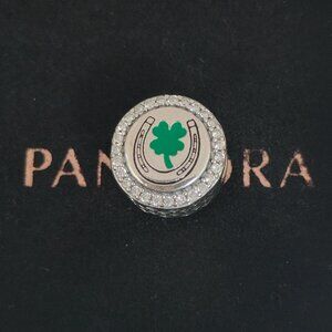 Pandora Ireland Exclusive Country Irish Clover Horseshoe Bead Charm S925 Silver